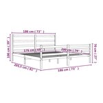 vidaXL Cadre de lit Gris Bois de pin massif 180x200 cm Super King