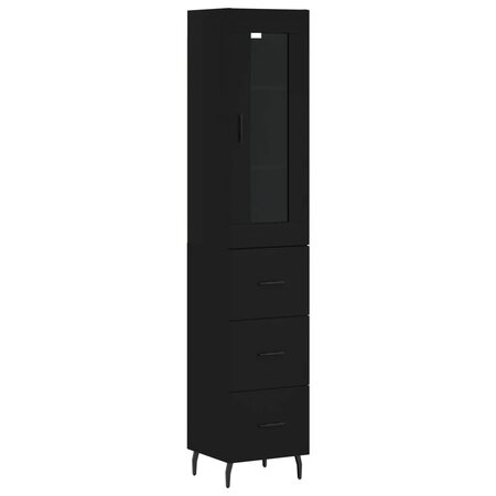 vidaXL Buffet haut Noir 34 5x34x180 cm Bois d'ingénierie