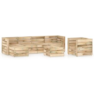 vidaXL Salon de jardin 7 Pièces Bois de pin imprégné de vert