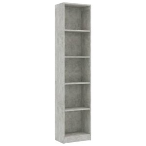 vidaXL Bibliothèque à 5 niveaux Gris béton 40x24x175 cm Aggloméré