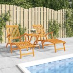 vidaXL Chaise longue d'extérieur avec repose-pieds 2 Pièces Acacia solide