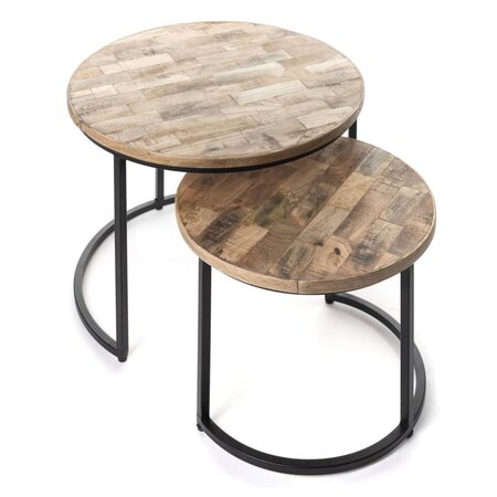 Rousseau Ensemble de tables d'appoint 2 Pièces Linus Bois de Mangolia