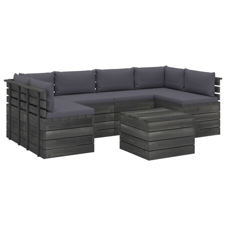 vidaXL Salon palette de jardin 7 Pièces avec coussins Bois de pin massif