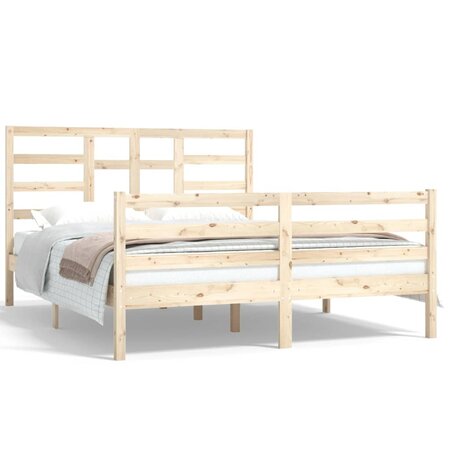 vidaXL Cadre de lit Bois massif 150x200 cm Très grand