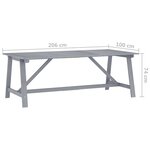 vidaXL Table à dîner de jardin Gris 206x100x74 cm Bois d'acacia massif