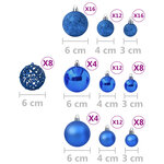 vidaXL Ensemble de boules de Noël 100 Pièces Bleu