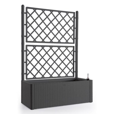 STEFANPLAST Bac a fleurs rectangulaire Natural Deluxe avec treillis - 100 x 43 x H 142 cm - 90 + 6,5 L dans la réserve - Anthracite