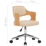 vidaXL Chaise pivotante à dîner Crème Bois courbé et similicuir