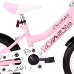 vidaXL Vélo enfant avec porte-bagages avant 14 pouces Blanc et rose