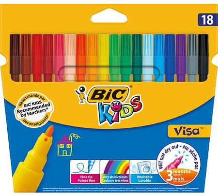 Etui de 18 feutres de coloriage KIDS VISA Pte fine bloquée 18 Couleurs BIC