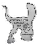 VELOCIRAPTOR SHAPED JURASSIC WORLD 2 onces argent Antique monnaie 5 Dollars Dollars Niue 2021