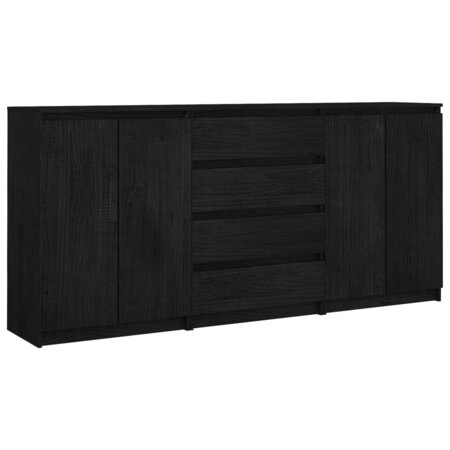 vidaXL Armoires latérales 3 Pièces Noir Bois de pin massif