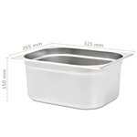 vidaXL Récipients Gastronorm 2 Pièces GN 1/2 150 mm Acier inoxydable