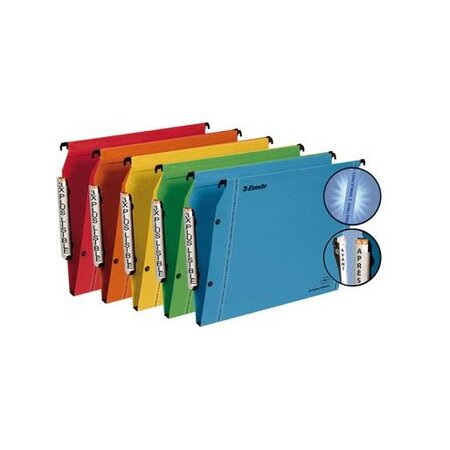 Boite 25 dossiers suspendus armoire LMG A4 fond 15 mm ass ESSELTE