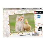 puzzle 30p chaton roux et bebe canard