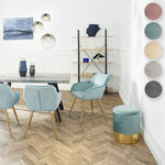 Tectake Pouf coffre de rangement aspect velours SARINA - turquoise