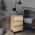 vidaXL Tables de chevet pieds en métal 2 Pièces Chêne sonoma 40x35x69 cm