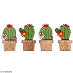 4 autocollants en bois Cactus 6 1 cm