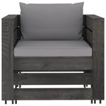 vidaXL Salon de jardin 8 Pièces avec coussins Bois imprégné de gris