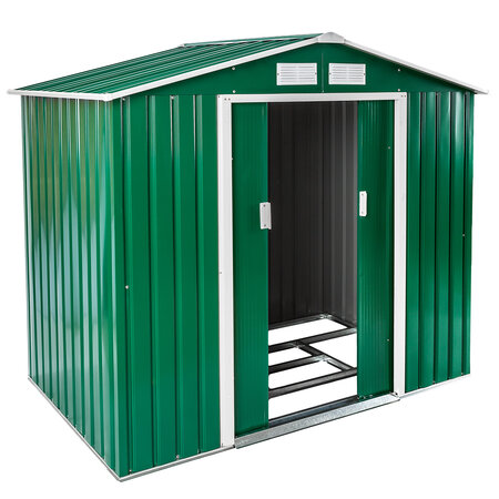 Tectake abri de jardin métal 2 7 m² toiture 2 pans - vert/blanc