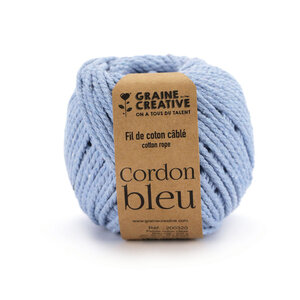 Fil de Coton câblé Bleu ciel Idéal pour Macramé  Frange et Knot