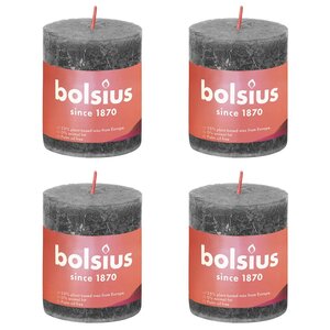 Bolsius Bougies pilier rustiques Shine 4 Pièces 80x68 mm Gris orageux