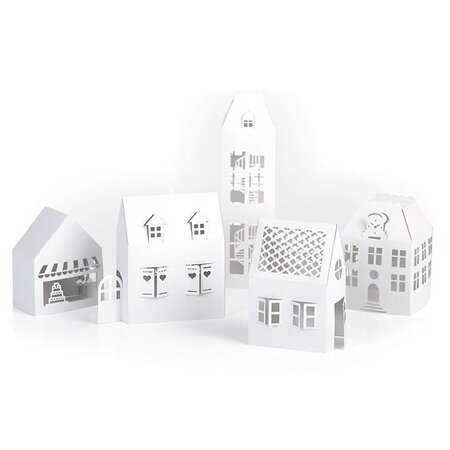 5 maisons blanches de décoration à monter soi-même 19 x 5 5 x 4 5 cm