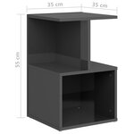 vidaXL Tables de chevet 2 Pièces Gris brillant 35x35x55 cm Aggloméré
