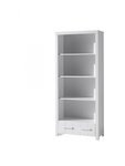 ERIK Bureau bois laqué Blanc avec 1 caisson 1 porte + Bibliothèque