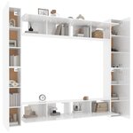 vidaXL Ensemble de meubles TV 8 Pièces Blanc brillant Bois d'ingénierie