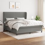 vidaXL Lit à sommier tapissier avec matelas Gris foncé 180x200cm Tissu