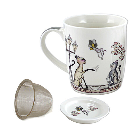 Mug chats en porcelaine avec infuseur chary