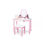 Coiffeuse pour enfants Jasmin avec tabouret Laqué MDF rose et laqué blanc