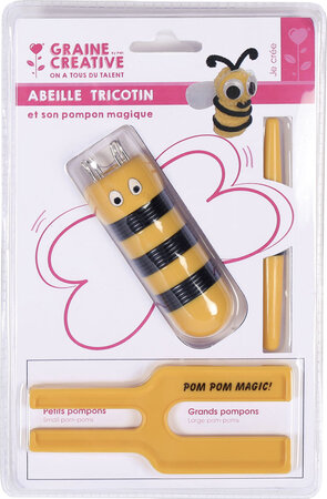 Abeille tricotin avec pompon magique