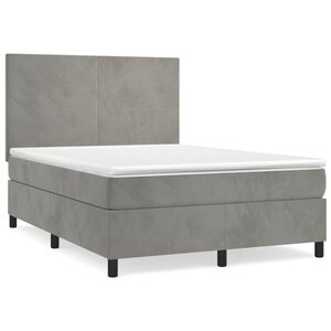 vidaXL Lit à sommier tapissier et matelas Gris clair 140x200cm Velours