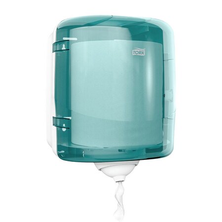 Reflex®, distributeur de papier d'essuyage à dévidage central feuille à feuille - pour Maxi bobine M4 - Bleu turquoise