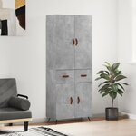 vidaXL Buffet haut Gris béton 69 5x34x180 cm Bois d'ingénierie