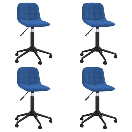 vidaXL Chaises pivotantes à manger lot de 4 bleu velours