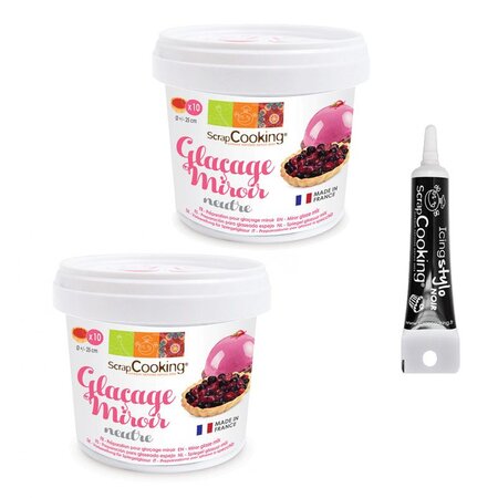 Préparation glaçage miroir neutre 440 g + stylo glaçage noir