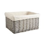 Corbeille de rangement en osier gris et coton taille 2