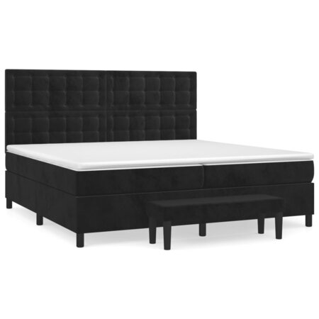 vidaXL Lit à sommier tapissier et matelas Noir 200x200 cm Velours