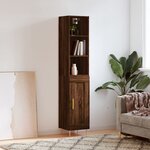 vidaXL Buffet haut Chêne marron 34 5x34x180 cm Bois d'ingénierie