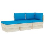 vidaXL Salon de jardin palette 3 Pièces avec coussins Épicéa imprégné