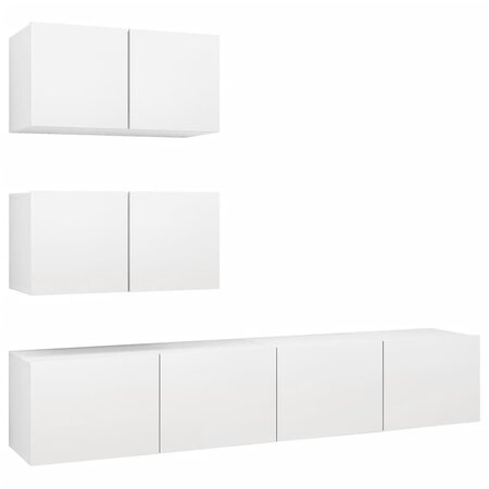 vidaXL Ensemble de meuble TV 4 Pièces Blanc Aggloméré