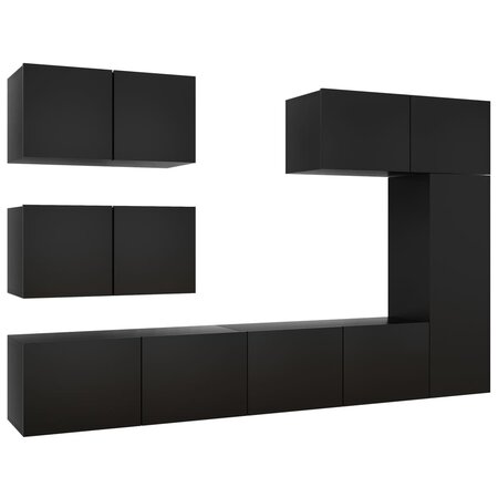 vidaXL Ensemble de meuble TV 6 Pièces Noir Aggloméré