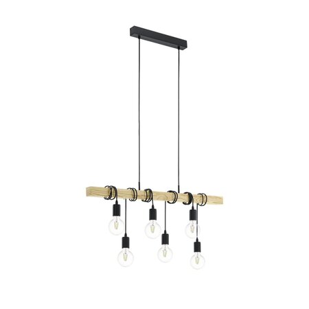 Eglo lampe suspendue townshend 6x25 w noir et marron 95499