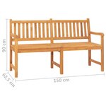vidaXL Banc de jardin 3 places avec table 150 cm Bois de teck massif