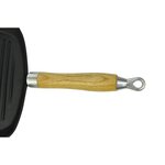 vidaXL Poêle de grill Fonte avec poignée en bois 20 x 20 cm
