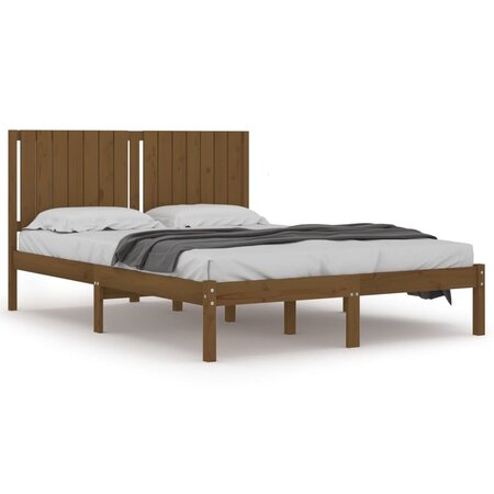 vidaXL Cadre de lit Marron miel Bois massif 150x200 cm Très grand