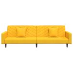 vidaXL Canapé-lit 2 places 2 oreillers et repose-pied Jaune Velours